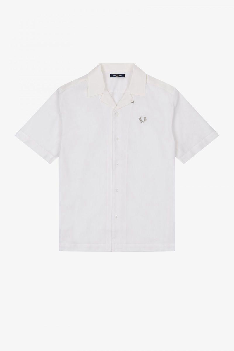 White Fred Perry Mesh Revere Collar Men\'s Shirts | PH 1513AHKP